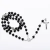 Mens Katolska Rosary Halsband för kvinnor Christian Jesus Virgin Mary Cross Crucifix Pendant Galss Beaded Chains Lyxig smycken i bulk