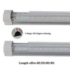 T8 V -vormige LED -buislichten geïntegreerd 3ft 4ft 5ft 6ft 8 voet koeler deurverlichting dubbele rij winkels buizen fluorescentie garage magazijn workshop