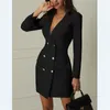 White ladies blazer dress Women suit winter Sexy long sleeve party female button blazer girl jacket