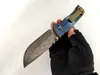 Custom Chaves Redencion 228 Folding Knife Beautiful Damascus Blade Five Hole Anodized Titanium Handles Outdoor Tactical Knives Camping Pocket EDC Hunting Tools