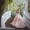 2020 romantisk rodnad bollklänning bröllopsklänningar rufsar organza pärlor spets älskling hals fönster utomhus bröllop brudklänningar3863522