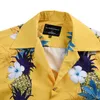 2019 pineapple Print Hawaiian Shirt Casual Streetwear Tropical Beach Men's Shirts Summer Short Sleeve Loose Yellow Shirt Top men