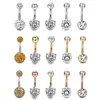 2019 NY 316L Steel Sexig Round Belly Knapp Ringar Zirkon Bead Crystal Smycken Navel Bar Body Piercing Rings