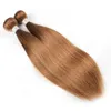 30 средних каштановых пучков человеческих волос с застежкой Бразильские прямые человеческие волосы 1624 дюйма 3 или 4 пучка с кружевом 4x49774467