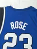 Erkekler Koleji 23 Basketbol Derrick Rose Jersey Mavi Üniversite Kaplanları Üniforma Spor