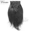 Clip Ins Obehandled 140g Naturfärg Gyllene Full Cuticle Inriktad Singel Donor Europeisk Brasilianska Human Hair Extensions