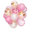 12 "21pcs Pink \ black Gold Party Décoration Ballon De Confettis En Marbre pour Mariage Anniversaire Sexe Révéler Bébé Douche Photo Booth, B