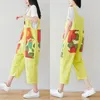 Kvinnors Jumpsuits Rompers Suspender Jumpsuit Ripped Jeans Designer Patch Kvinnor Dungarees One Piece Pants Loose Strap Overaller Yellow Summe