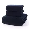 3pcs Whole Solid Terry Cotton Black Towel Set High Quality Small Face Hand Towel and Large Bath Shower Towels Bathroom Set206t