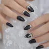 Черные индивидуальные стразы, матовые накладные ногти на шпильках, модные накладные ногти, острые уникальные акриловые ногти с полным покрытием, набор 9419870