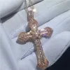 Lüks Takı Hıristiyanlık Çapraz Kolye sona elmas boyama tam Gerçek 925 gümüş 14 K altın Hip hop Kolye kadın erkek