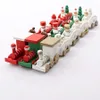 Natal conjunto de trem clássico Express Holiday Train Brinquedos pintado Decor Xmas Party madeira com urso de Santa, Tabletop Decoration presente Orname de madeira