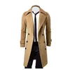 Płaszcz Mężczyźni Mieszanki Slim Erkek Mont Stylowy Trench Coat Double Breasted Long Jacket Parka Wool Abrigo Kaban Hombre Mantel Herren