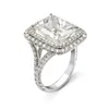 Vecalon Big Court Promise Ring 925 Ayar Gümüş Prenses 8CT 5A CZ Nişan Düğün Band Yüzük Kadın Erkek Takı Için