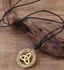 Collar de cuerda ajustable con amuleto vikingo con nudo cruzado Triangular nórdico Vintage