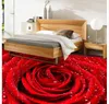 Personalizado 3D foto mural PVC PVC auto-adesivo pavimentação impermeável adesivo de parede amor romântico amor vermelho rosa orvalho 3d piso telhas