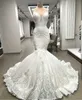 High End Unique Lace Mermaid Wedding Dresses Appliques Dubai Pärlade brudklänningar Custom Made Robe de Mariee331K