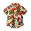 INS Baby Jungen Shirts Sommer blatt Gedruckt Fliege Schuss Ärmel Revers Kinder Casual Hemd Hawaii Stil Kinder Mode Tops y1941