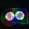 Acrylic LED Light Coaster Round Square Glowing Cup Pad Mat Colorful for Bar Party Cocktail Beer Beverage Decoration HHA1048