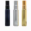 600pcs / lot 10ml oro plata perfume vidrio negro botella de spray viales de vidrio muestra de perfume Mini para fragancia cosmética