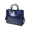 Bolsa de color Mujeres Monedero de lujo Mano de mujer Dama Bolsos Bolsos de bolsillo Mensajero Big Tote Sac Bols Blue Cuero XWJHK