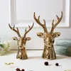 Nordic Gold Deer Head Figurine Ceramika do dekoracji domowej baru biurowego stolika do jadalni akcesoria Kolekcja sztuki 4581782