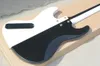 Guitare basse électrique 4 cordes noir et blanc personnalisée en usine avec touche en érable, matériel en or, offre personnalisée