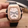 Luxury Watch for Man Quartz Stopwatch Man Chronograph Watches Rostfritt Steel Wrist Watch Läderband FM07250R