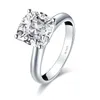 Ainuoshi 925 Sterling Silver 3.0ct Almofada Corte Solitaire Anel de Noivado Simulado Diamante Prata Anéis de Casamento de Prata Jóias Y200106