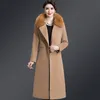 Autumn Winter Woolen Coat Women New 2019 Fashion Elegant Solid color Large size Woolen Jacket Women Fur collar Long Coat S451