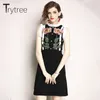 Trytree mujer primavera verano vestido bordado Vintage vestido de mariposa O-cuello poliéster camisa Kyliejenner una línea de vestidos Y19052901