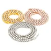 Colliers en chaîne en or pour hommes, diamant CZ glacé, bijoux Hip Hop, à la mode, 3mm, 4mm, 5mm