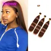 Peruvian Human Hair 4# Color Silky Straight 3 Bundles Double Wefts Virgin Hair Extensions 3 Pieces/lot 4# Yirubeauty