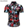 SAILEROAD 2019 Fashion Flower Shirt Men Stampa magliette hawaiane slim fit camisa floreale mascolina camicie a maniche corte estate tops2571