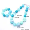 Cor azul bebê Kid Chunky NecklaceBracelet Set Moda Flor Crianças Menina Criança Bubblegum Chunky Bead Necklace Jewelry Set