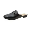 Zomer Vrouwen Slippers Designer Mode PU Korte Loafers Schoenen Metalen Ketting Dames Casual Muilezels Flats Topkwaliteit