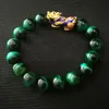 Fashion Imitation Gold Change Colour Wealth Pixiu With Green Tiger Eye Beaded Feng Shui Bracelet Tranfer Lucky Jewelry2284053