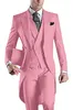 Customzie One Button Morning Suit 신랑 Tailcoat 남성 파티 댄스 파티 비즈니스 정장 코트 양복 조끼 바지 세트 (자켓 + 바지 + 조끼 + 넥타이) J193