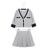 Yorkzaler Elegant Girls 2pcs Outfits Long Sleeve Striped Cardigan&Solid Skirt Princess Kids Clothing Set Spring Casual Clothes