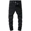 Sokotoo Men's black pockets cargo denim jeans Slim stretch denim pants