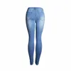 Calças jeans femininas primavera de jeans de jeans lavados os quadris elásticos elásticos eram calças femininas finas de miçangas femininas