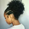 Kort hög naturlig afro kinky lockig stor puff 120g brasiliansk mänsklig hårdragning ponytail klipp i hårförlängning