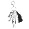 Turkos pärlor Keychain Pendants Dream Catcher KeyRing Fashing Bohemian Tassel Fiskbenblad Charms Key Chain Rings Holder Bag Smycken