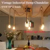 Corda de cânhamo LED Chandelier Mordern Nordic Retro Antiguidade Ajustável DIY Art Spider Lights para sala de jantar Bar Sala