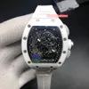 Relojes de negocios de alta calidad para hombre, versión mejorada, caja de cerámica blanca, reloj con correa de goma, reloj de pulsera mecánico automático