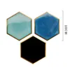 Nordic Hexagon Gold-plated Ceramic Placemat Heat Insulation Coaster Porcelain Mats Pads Table Decoration