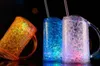 The latest smart Drinkware LED luminous double-layer plastic straw dazzling lamp holder, adjustable lighting design, support custom logo