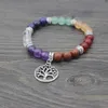 Natural Healing Beaded Chakra Tree of Life Bracelet Lucky Yoga Energy Beads 7 Chakra Reiki Meditation Crystal Stone Stretch Bracelet