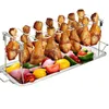 14 Slot Edelstahl Chicken Wing Leg Drumstick Rack Ofen BBQ Grill Halter mit Tropfschale für BBQ Barbecue ZC2562