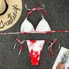 Traje de baño de mujer Sexy Mini Micro String Tanga Bikini triángulo Tie Dye traje de baño ropa de playa traje de baño